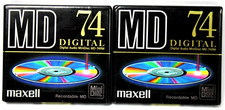 Lot of 2 Maxwell MD-74RM MiniDisc 74 Minute Mini Discs Brand New Sealed NOS 2pk