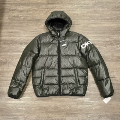 DKNY Water Resistant Ultra Loft Hooded Puffer Jacket Mens Sz M - Main Image