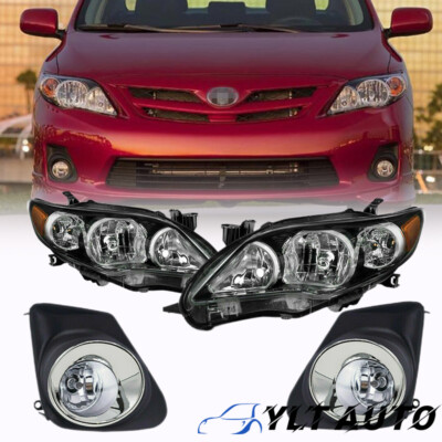 Fit 2011 2012 2013 Toyota Corolla S XRS LE Black Housing Headlights+Fog Lights