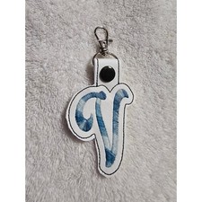 Letter V Keychain Embroidered Initial Bag Charm Backpack Clip Accessory