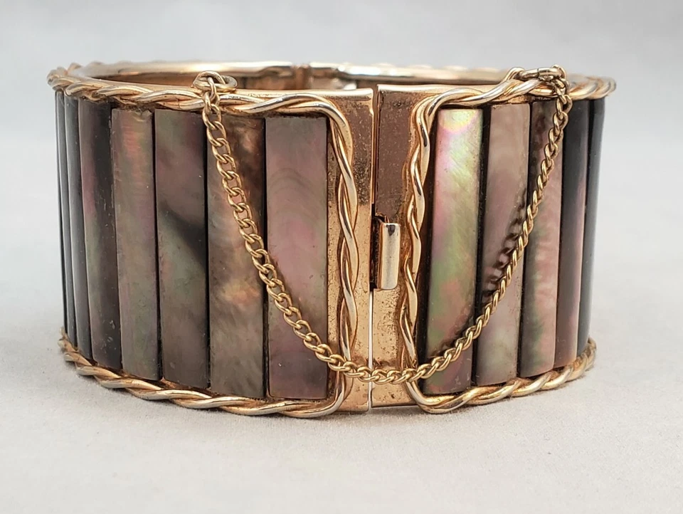 Windsor assinado com coroa preta M.O.P. Pulseira articulada de punho grosso tom ouro rosa - Imagem 2 de 4