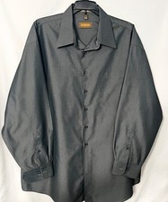 J. Ferrar Mens  s Button Up Long Sleeve Gray Dress Shirt 17 1/2 34-35 Pre-Owned
