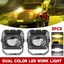 2x 3'' INCH LED Work Light Spot Pods Amber/White Offroad Fog Driving UTV ATV 4WD