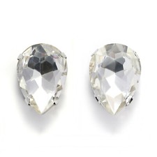 20 Silver Crystal Glass Teardrop Rhinestones Rose Montees 10X14mm Sew on Beads