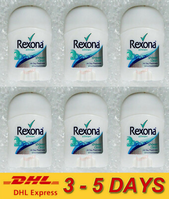 6x Rexona Women Shower Clean Deodorant Stick 48HR Protected All