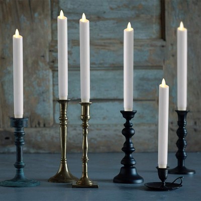 Luminara 20 pcs White Real Wax Flameless Battery Operated Taper Candles, 8 inch