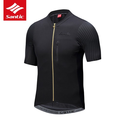 met ademend fietsshirt Santic maat Heren korte mouwen Aziatische shirt Zwart 1EqHwqg