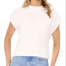 NEW Halogen Mock Neck Cap Sleeve Women’s Blouse Size M White