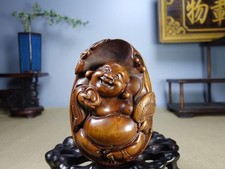 Chinese Natural Boxwood Hand-carved Exquisite Maitreya Buddha Statue 21520