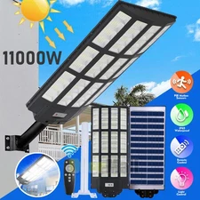 990000000LM 11000W Commercial Solar Street Light Motion Sensor Dusk-to-Dawn+Pole