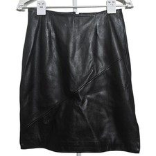 Pelle Studio Wilsons 100% Leather Skirt Size 4 Black Knee Length Zip Back Sides