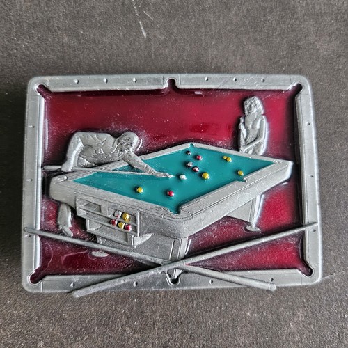 Bergamot Brass Works Pool Playing Gürtelschnalle 1984 Vintage Made In USA - Bild 2 von 4