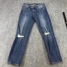 Paige Miki Straight Destructed Jeans Keiran Blue Made in USA Size 26