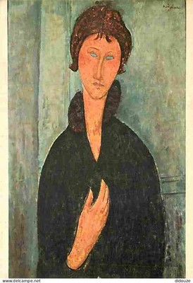 Postcard - Art - Painting - Amedeo Modigliani - Woman with Blue Eyes - Cart