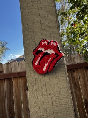 Handmade Crochet Tongue Patch: Rock'n'Roll Inspired Badge