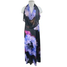 Fashion Nova Multicolor Floral Sleeveless Halter Sheer Maxi Cover Up Dress Sz 2X