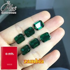 AGL Lab-Grown Zambian Gemstone Emeralds Hydrothermal Internal Cracks Inclusions
