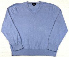 Brooks Brothers Sweater Men's Large Blue V-Neck Cotton Pullover Jumper