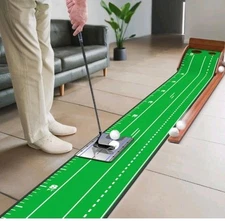 SAPLIZE Portable Putting Mat with Automatic Ball Return - Golf Practice Green 