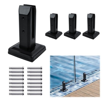 Muzata 4Pack Black Glass Railing Spigot Clamp Rectangle Stainless Steel Polish