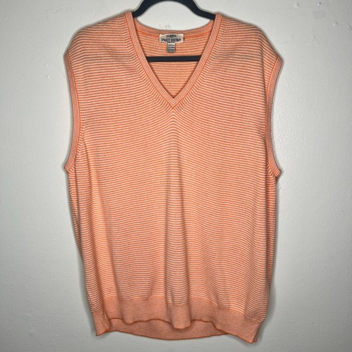 Malo, Maglione gilet vintage Malo per Janet marrone cashmere XL uomo maglia a righe arancione