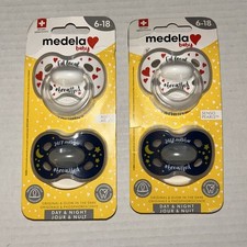 NEW 2 Packs MEDELA DAY  NIGHT 6-18 Months GLOW DARK PACIFIERS BP1