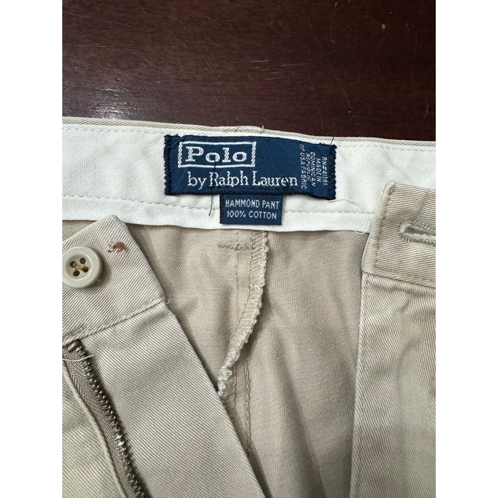 Vintage Polo Ralph Lauren Hammond Chino Pants Khaki Pleated Mens