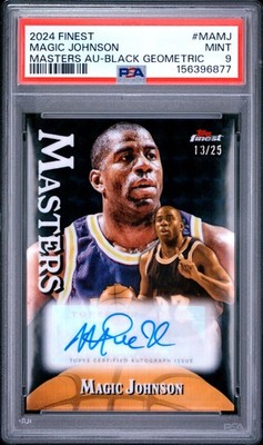 2024 TOPPS FINEST MASTERS AUTO BLACK GEOMETRIC #MAMJ MAGIC JOHNSON 13/25 PSA 9