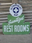 GIANT RARE  VINTAGE 1950'S SINCLAIR RESTROOM PORCELAIN ENAMEL  SIGN 30" X 26.5
