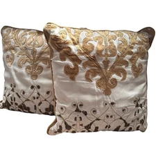Embroidered Decorative Throw Pillows Gold Cream Accent Home Decor Pier One