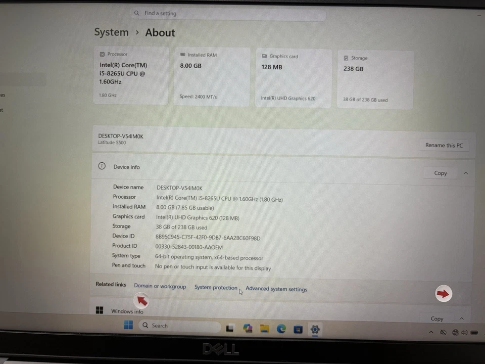 Dell Latitude 5500 · i5-8265U · 8GB · 250GB, photo 3 of 5