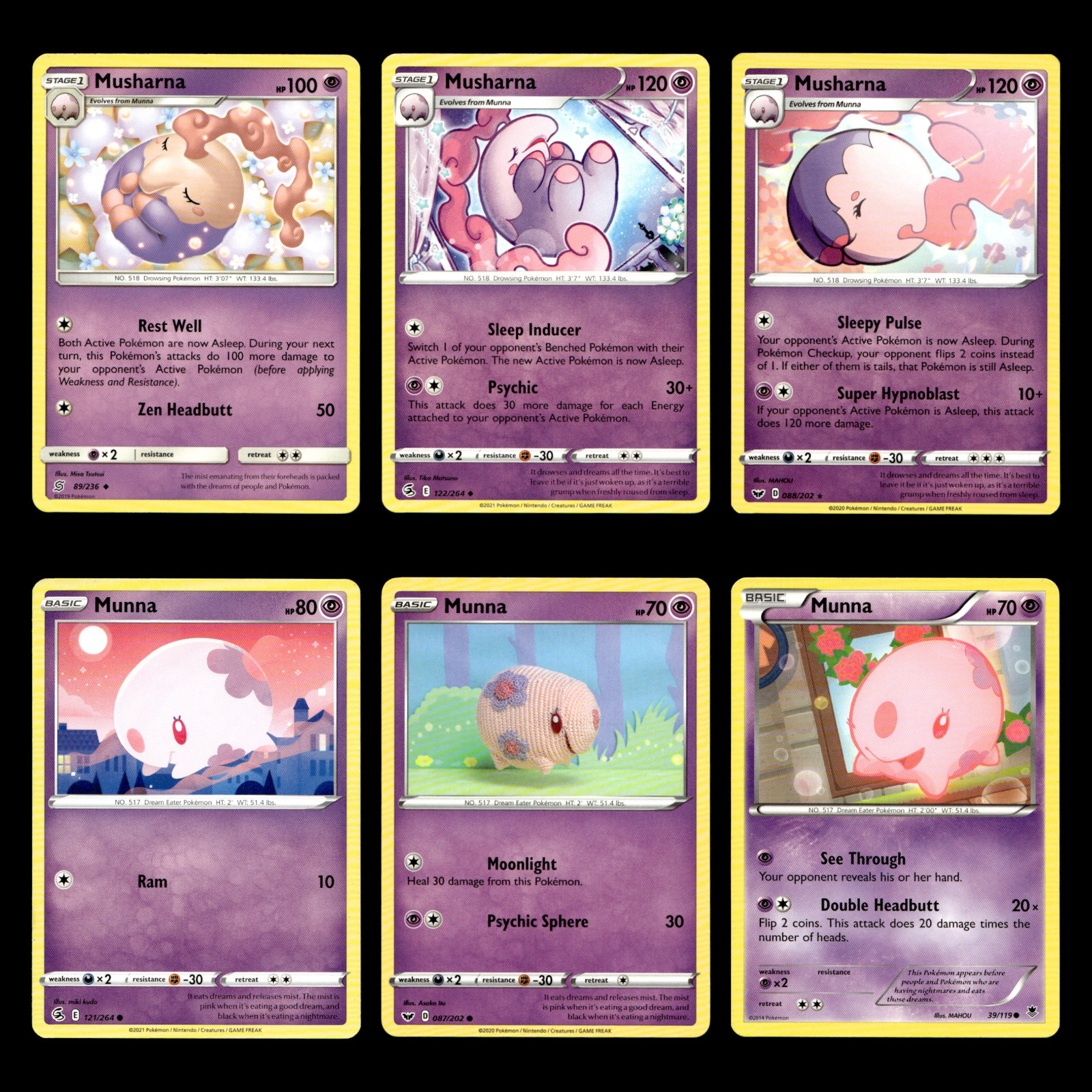 6x Musharna Lot 89 Sun Moon Unified Minds Pokemon Cards Collection Set TCG