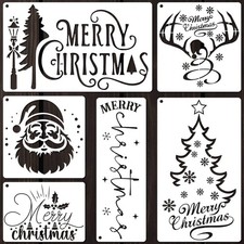 Christmas Stencils 6 Pack Large, Merry Christmas Templates 15x9 to 5x14 Inch ...