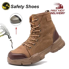 Mens Waterproof Work Boots Steel Toe Non Slip Boots Safety Shoes Indestructible