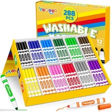 Washable Markers Bulk, 12 Assorted Colors, 288 Count Washable Markers for Kid...