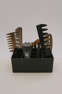 Sleek Black Organizer   Multi-Compartment Storage for Hair, Makeup, or Desk.