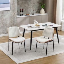 Set of 2 Dining Chair,Retro Faux Leather Chair Upholstered Kitchen Chair white