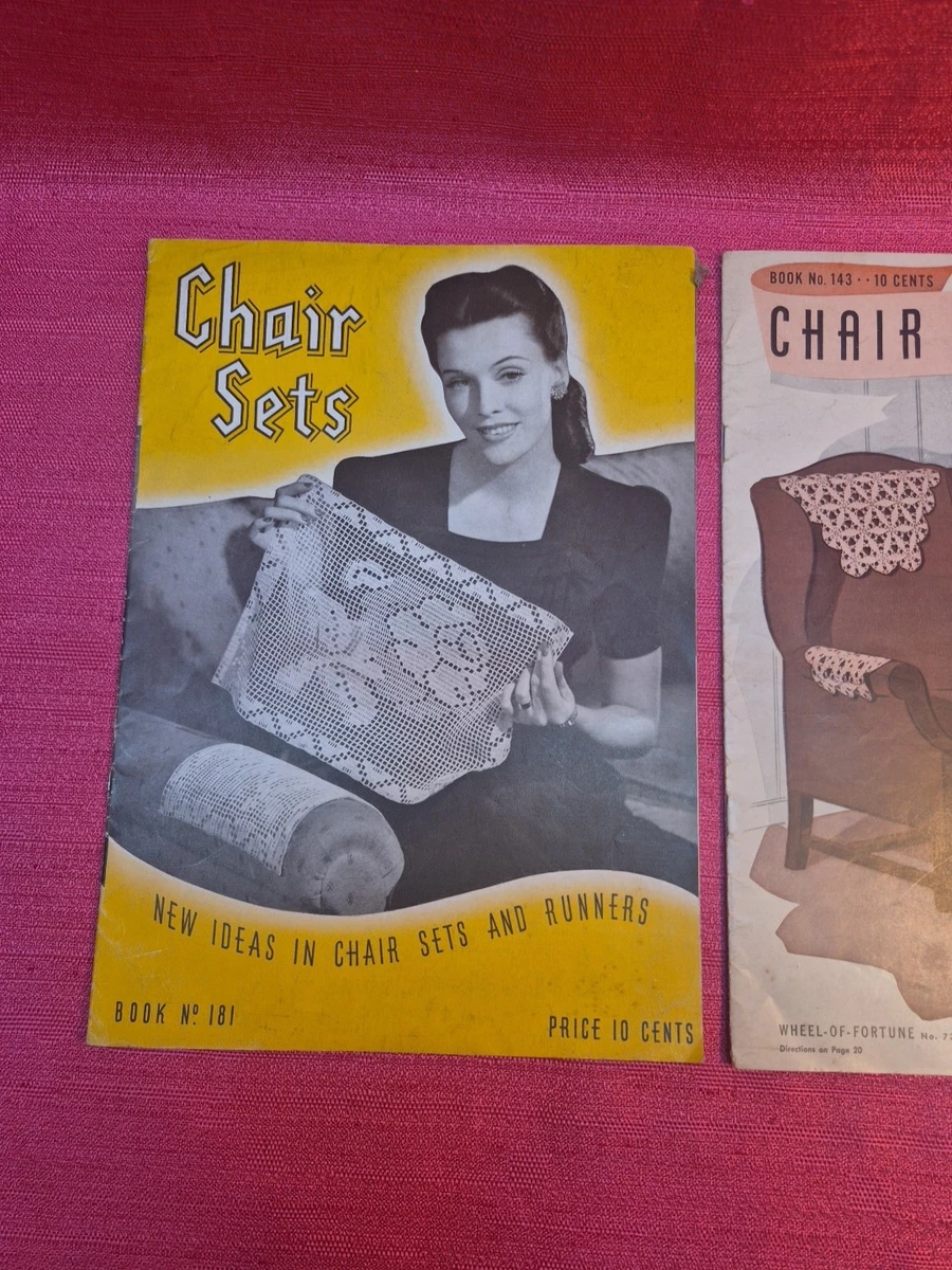 Juego de sillas de ganchillo vintage libros de patrones lote 3 tapetes corredores años 40 años 50