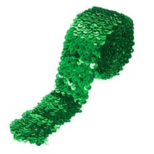 2.2 Yards 2 Inch Elastic Sequins Trim 5 Row Flat Sequin Strip Green