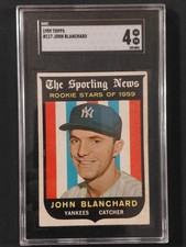 1959 Topps Sporting News Rookie Stars Johnny Blanchard Rookie #117 SGC 4 VG EX