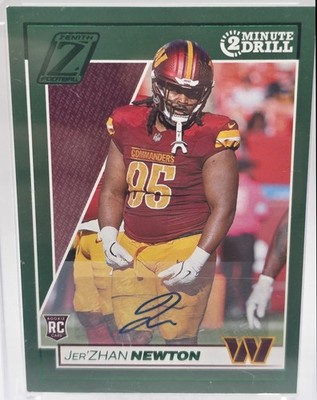 2024 Panini Zenith Jer'Zhan Newton #152 RC Auto 2 Minute Drill Green Commanders