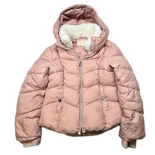 Michael Kors Puffer Jacket Kids Girls 10 12 Pink Hooded Faux Fur Lined