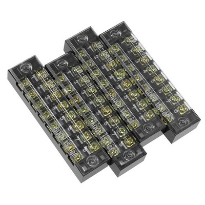 uxcell 4 Pcs 8 Positions Dual Rows 600V 15A Wire Barrier 8P, Black