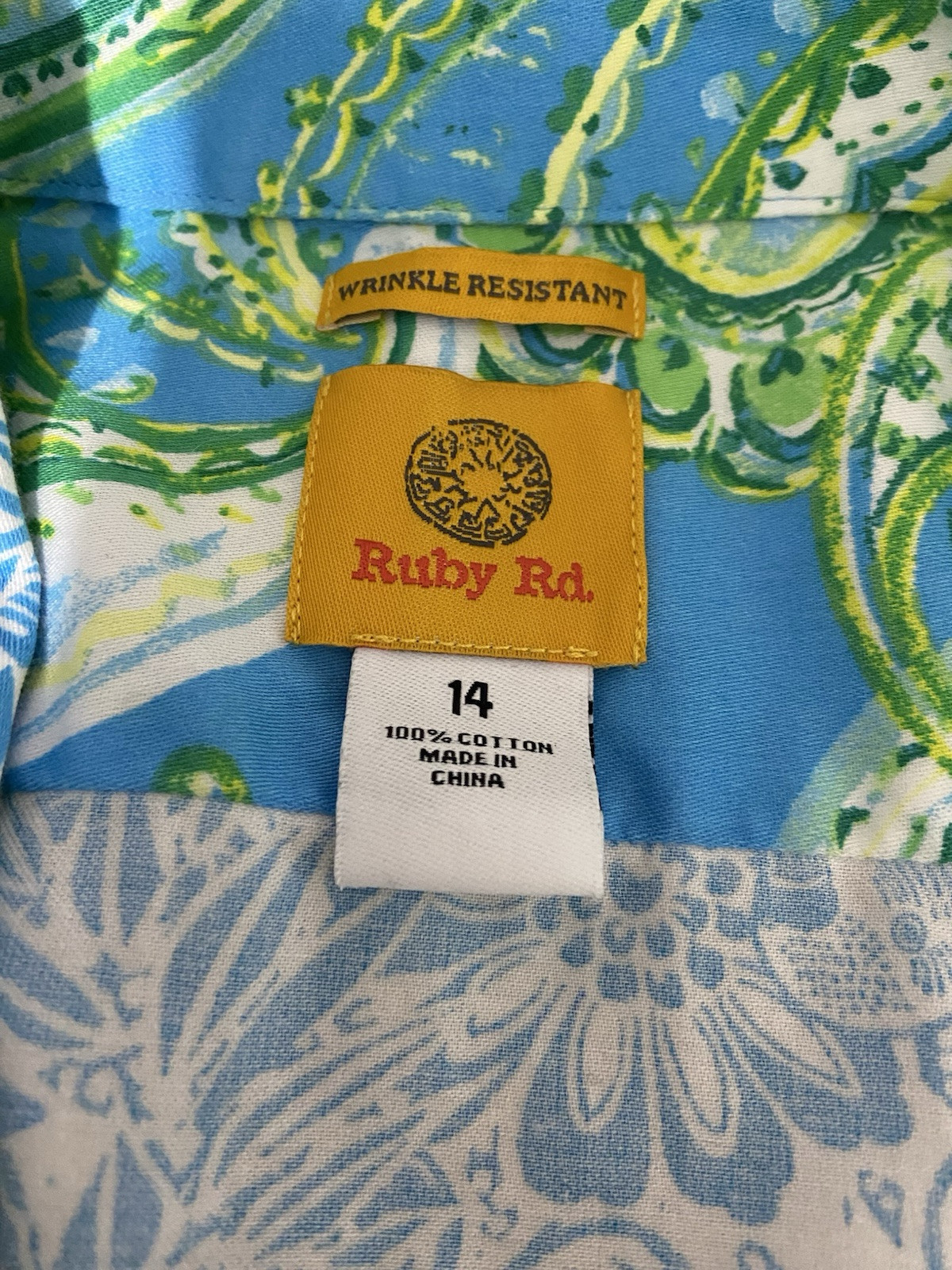 Ruby Rd Blue Patterned Long Sleeve Button Up Blou… - image 6