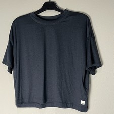 Vuori Energy Tee Women's Medium Black Heather Cropped Workout Shirt
