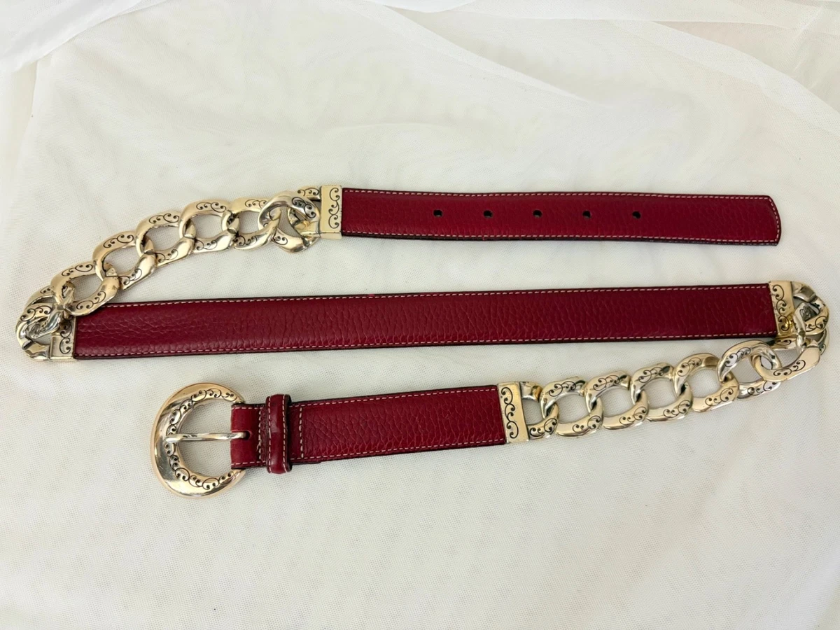 Vtg. BRIGHTON USA Bag & Wallet Co. Red Leather Women 34 Large Belt Silver Buckle Brighton Red Belts for Women | Mercari main image 2