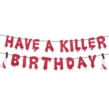 Killer Birthday Banner Scary Halloween Bloody Horror Movie Zombie Vampire