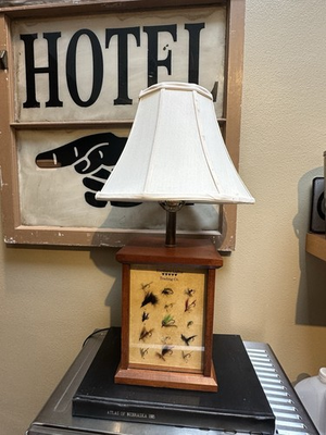 #ad VTG Northern Lights Trading Co. Hand Tied Fly Fishing Lures Shadow Box Lamp $249.00