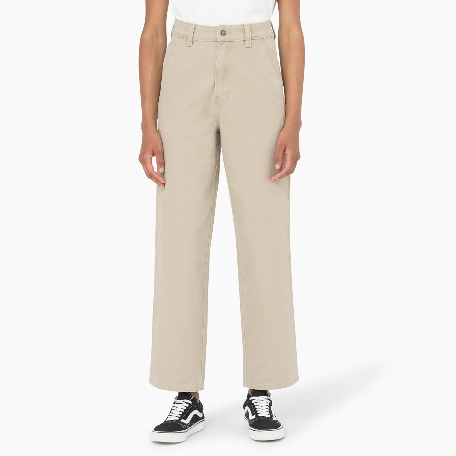 Dickies Pants Womens 4 Reg 27x28 High Rise Straight Brushed Duck Canvas Beige