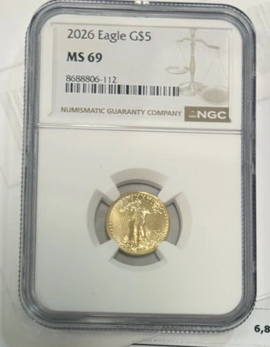 2026 $5 American Gold Eagle 1/10 oz Brilliant Uncirculated MS69 NCG